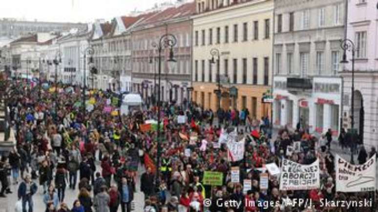 Milhares de pessoas j&aacute; foram &agrave;s ruas polonesas antes do Dia Internacional da Mulher