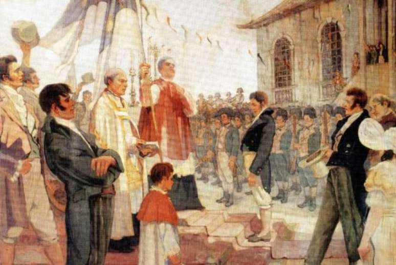 B&ecirc;n&ccedil;&atilde;o das bandeiras dos revolucion&aacute;rios pernambucanos, obra de Antonio Pareiras