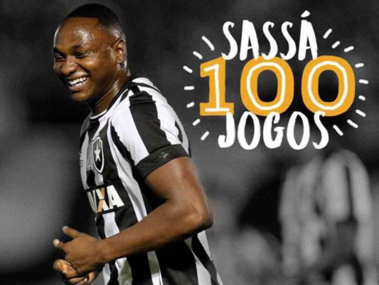 Sassá completou 100 jogos pelo clube no duelo contra o Vasco, no último final de semana (Reprodução/Botafogo)