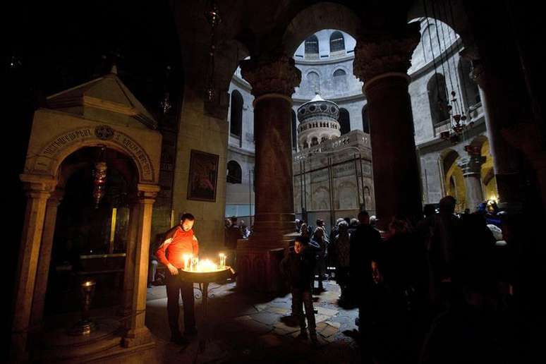 Imagem do Santo Sepulcro, em Jerusal&eacute;m