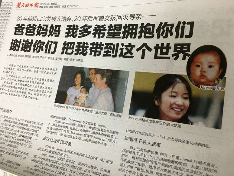 Artigo sobre a busca de Jenna publicado no Chutian Metropolis Daily