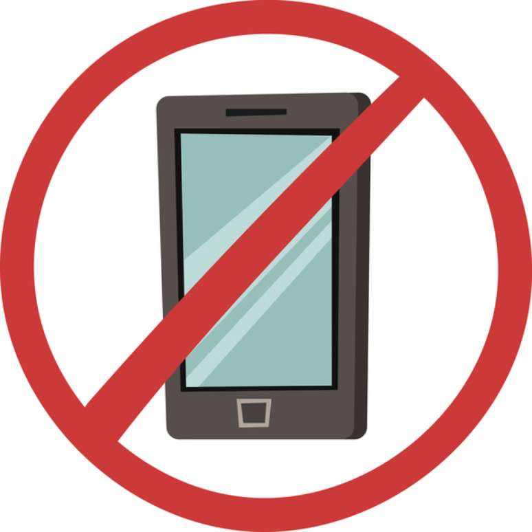 Imagem ilustrativa de proibição de uso de telefone