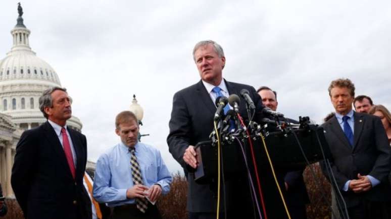 Mark Meadows, da Carolina do Norte, é o principal porta-voz do Freedom Caucus, grupo de deputados conservadores que não divulga o nome de todos os seus integrantes 