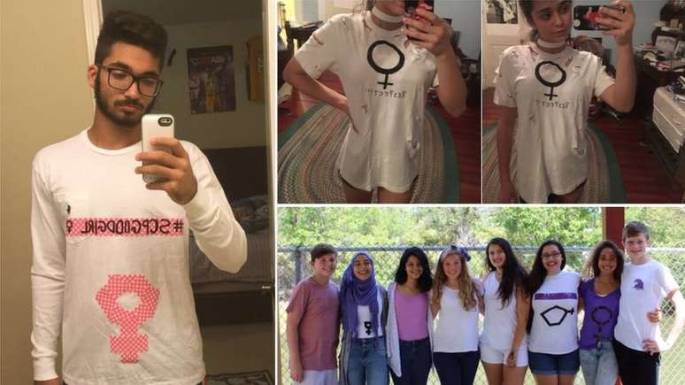 Alunos usaram camisetas para protestar contra os cartazes