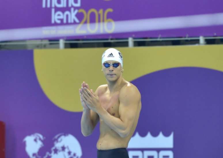 Cesar Cielo conquistou o ouro em Pequim-2008 nos 50m nado livre (Foto: Osvaldo F./Contrapé)