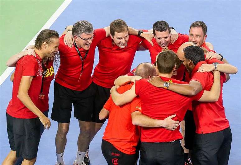 Equipe belga comemora classificação às semifinais da Copa Davis