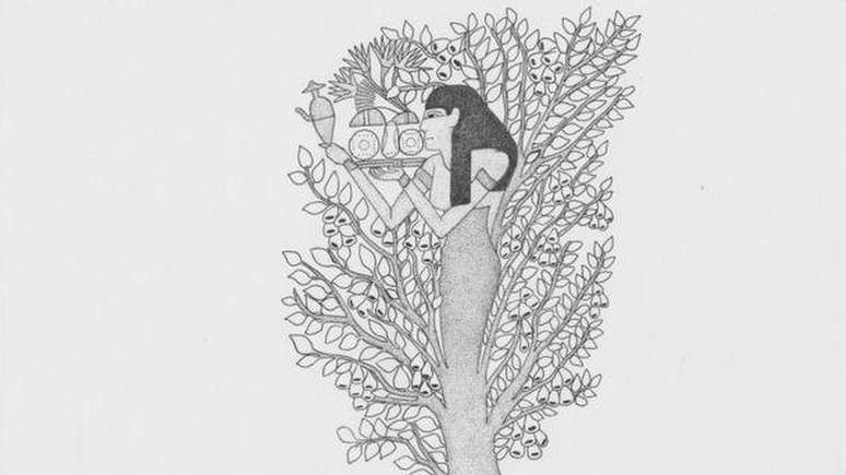 A deusa eg&iacute;pcia Hathor dando as boas-vindas no para&iacute;so