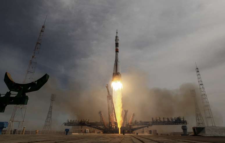 A soyuz foi lançada do cosmódrono de Baikonur, no Cazaquistão