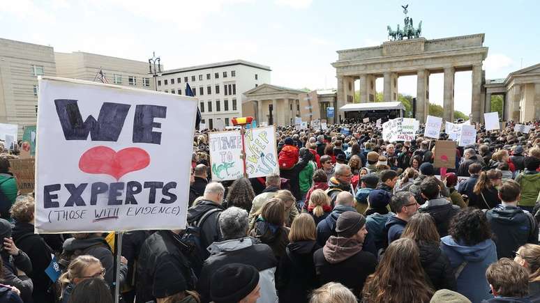 Thousands of protesters around the world have taken part in the first-ever March for Science