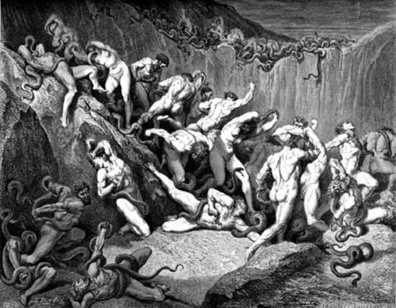 Serpentes atacam ladrões na obra &#039;Divina Comédia&#039;