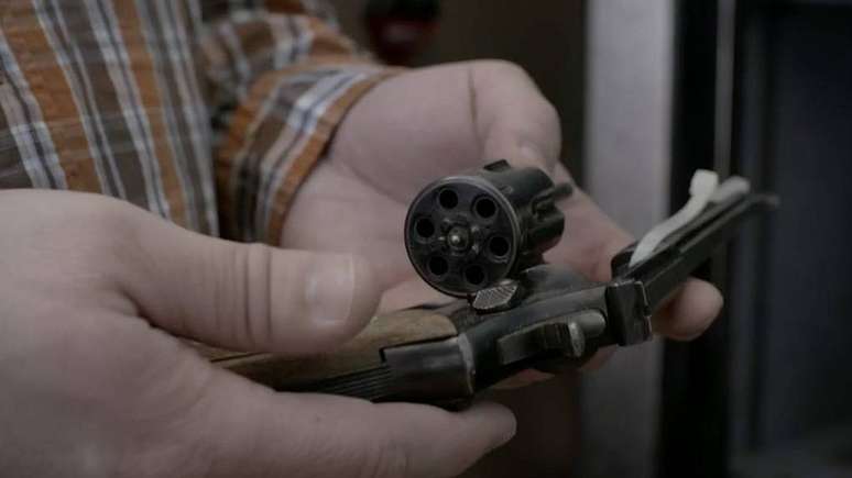 A pistola usada por Nathon no ataque