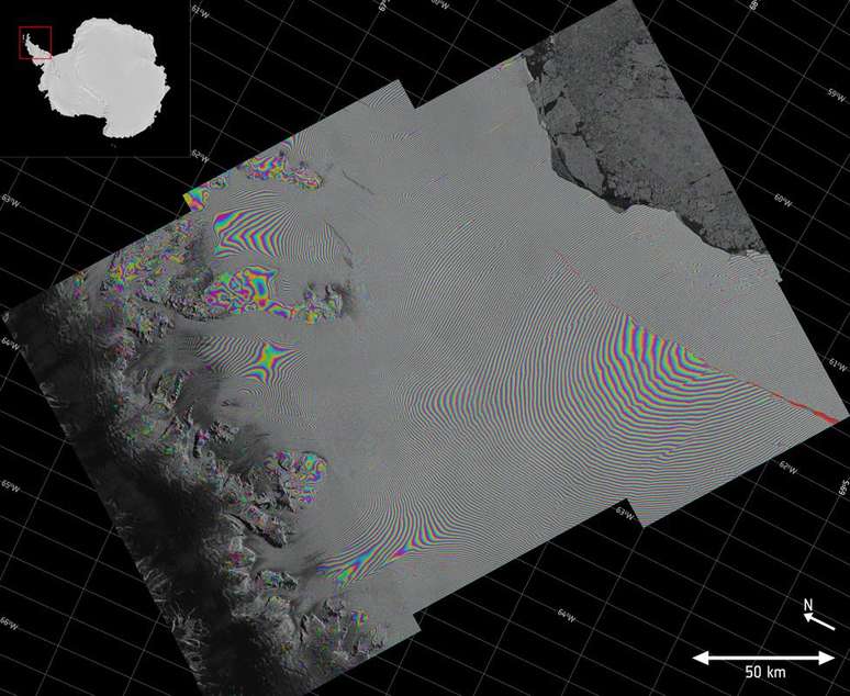 Um radar envia a cada seis dias imagens da situa&ccedil;&atilde;o em que se encontra a fenda da plataforma Larsen C