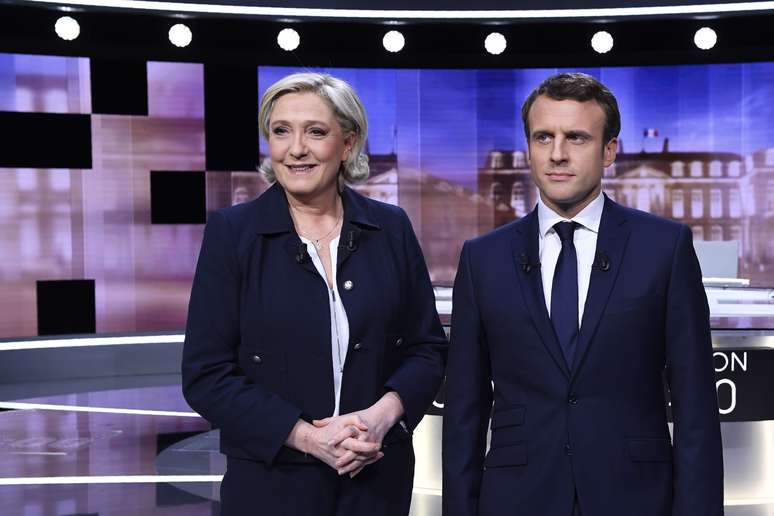 Marine Le Pen e Emmanuel Macron se encontraram em debate na TV.