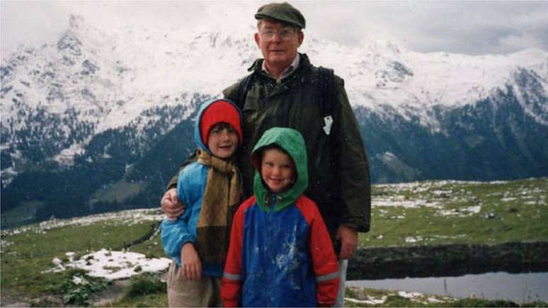 Reg Green com Eleanor e Nicholas nos Alpes italianos