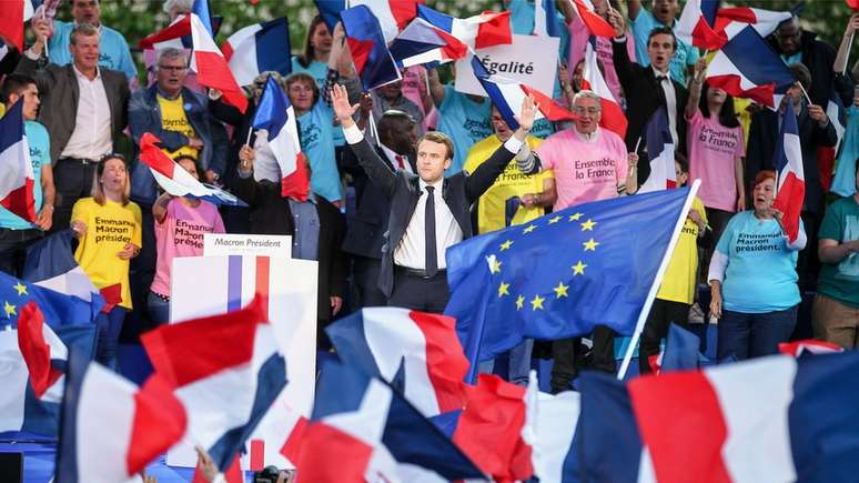 A campanha de Macron se baseou em uma plataforma pró-União Europeia