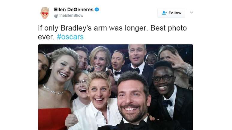 A selfie do Oscar de 2014, que tinha antes o maior número de compartilhamentos