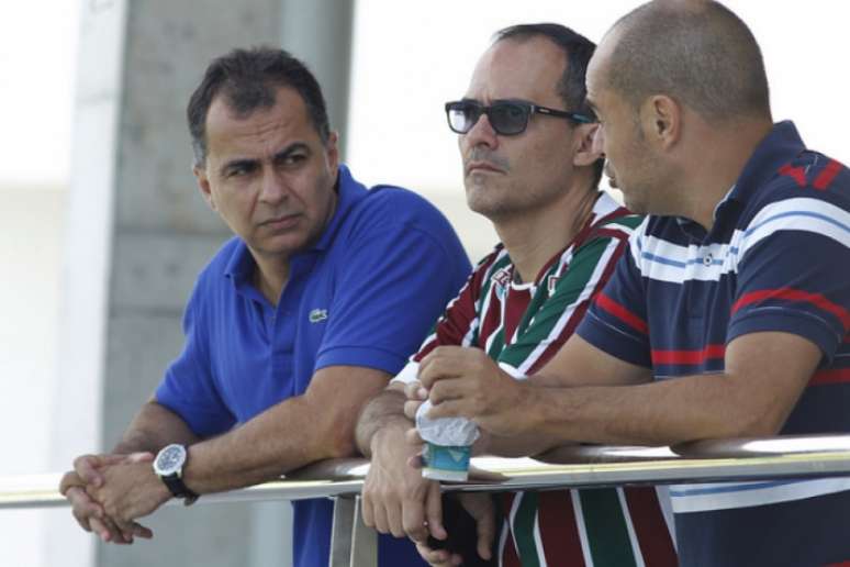 Veiga, Abad e Teixeira no CT: Diretoria trabalha para deixar contas em dia (Foto: Nelson Perez/Fluminense FC)