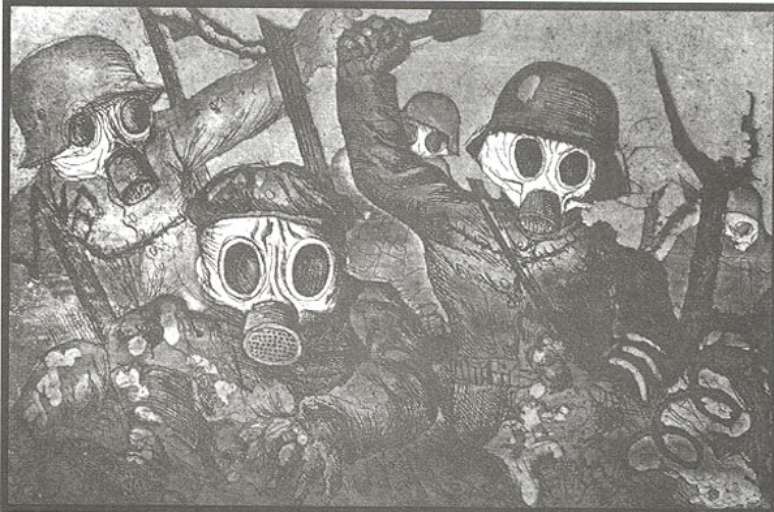 Ofensiva de soldados com máscara contra gás (Otto Dix)