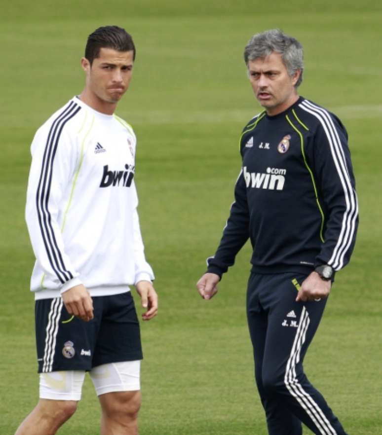 José Mourinho e Cristiano Ronaldo juntos no Real Madrid (Foto: Andrea Comas)