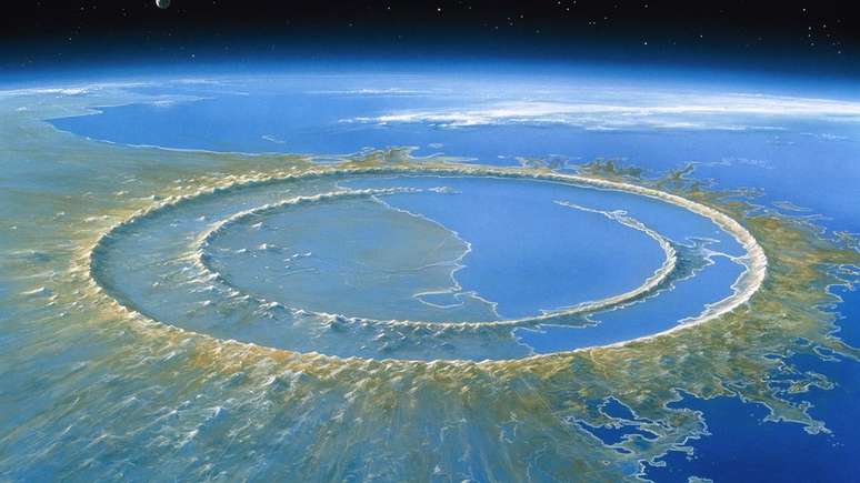 O impacto do asteroide há 66 milhões de anos criou uma cratera de 180 km de diâmetro 