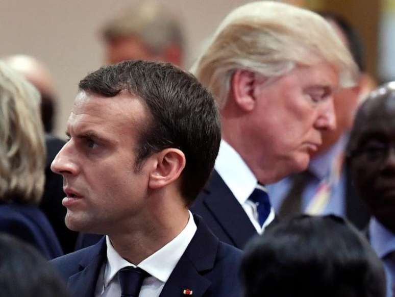 Presidente dos Estados Unidos, Donald Trump, e presidente da França, Emmanuel Macron, durante cúpula do G20 em Hamburgo 07/07/2017 REUTERS/John MACDOUGALL