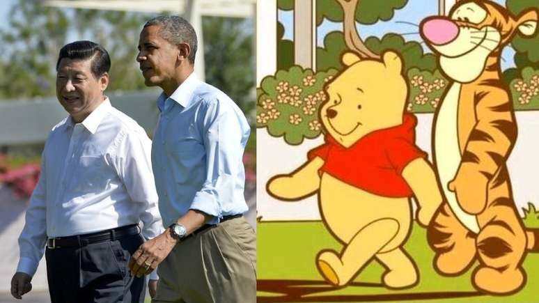 Foto composta por Xi Jinping, Barack Obama e personagnes de Winnie the Pooh