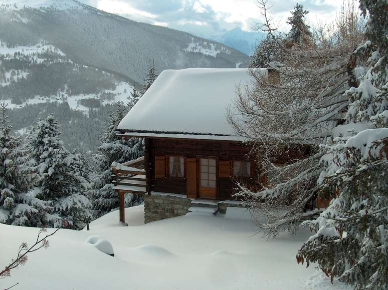 Casa no vilarejo de Chandolin, nos alpes suíços