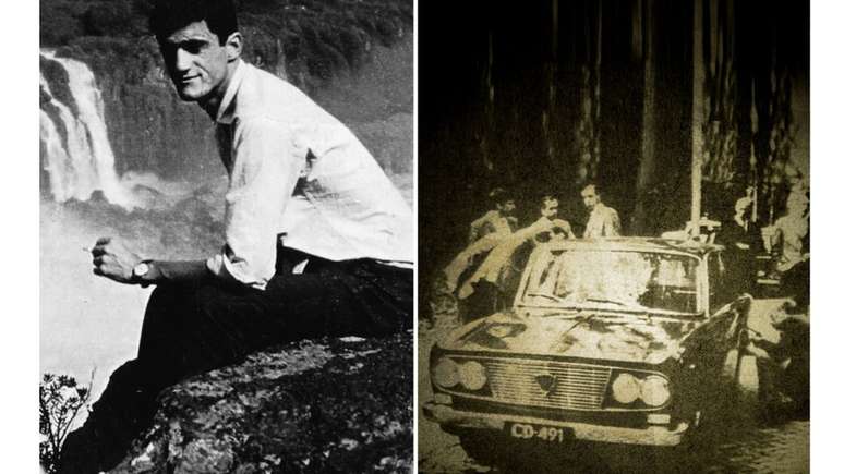 Paulo Dionísio de Vasconcelos (à esq.) e os trabalhos de investigadores no carro em que foi encontrado morto na Holanda; quase 50 anos depois, livro reconta história esquecida do regime militar