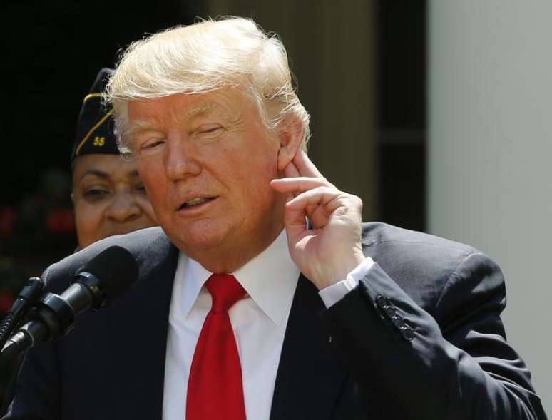 Trump durante discurso na Casa Branca 
 26/7/2017   REUTERS/Jonathan Ernst