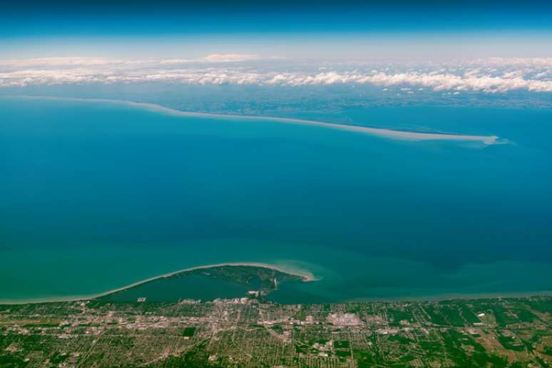 Vista aérea do Lago Erie (EUA)