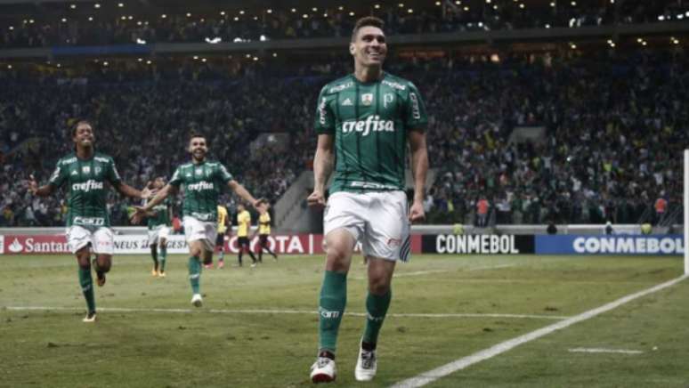 Moisés foi o autor do gol do Palmeiras contra o Barcelona (ECU), na quarta-feira (Foto: Miguel Schincariol)