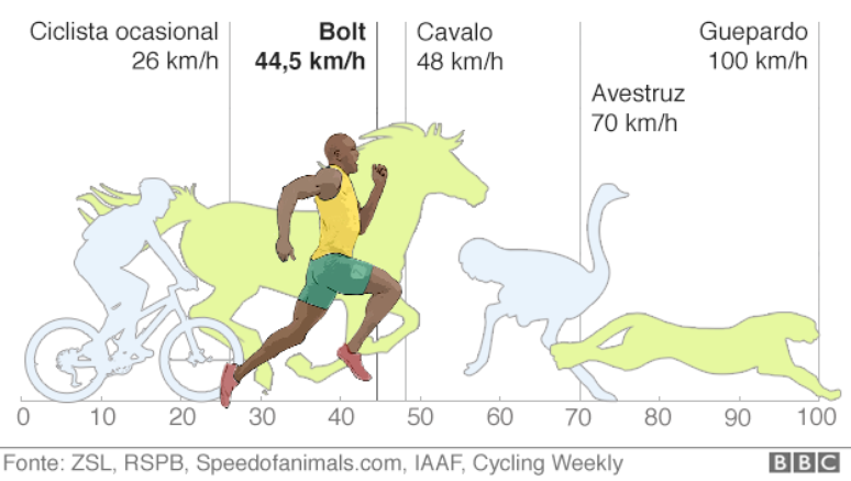 Comparação da velocidade de Bolt