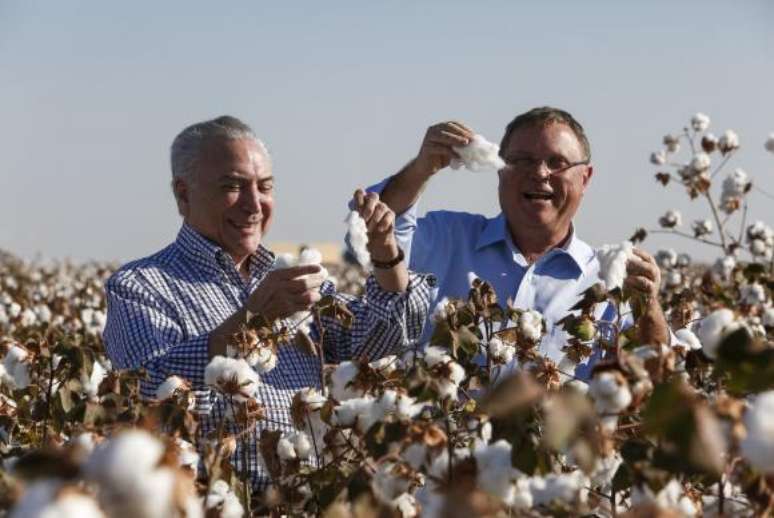 O presidente Michel Temer e o ministro da Agricultura, Blairo Maggi, abrem oficialmente a colheita estadual de algodão em Mato Grosso 