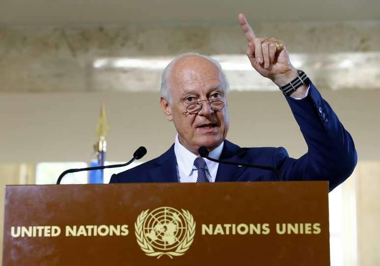 Enviado especial da ONU Staffan de Mistura , durante coletiva de imprensa em Genebra, Suíça 17/08/2017 REUTERS/Denis Balibouse