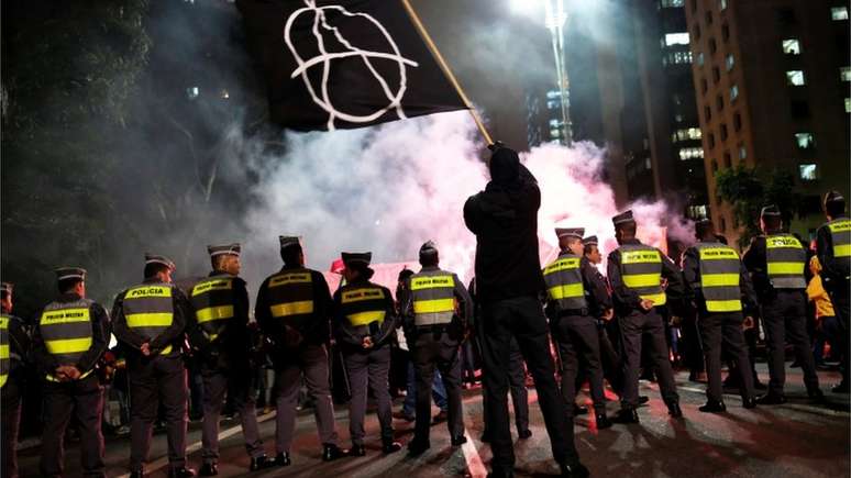 Estudantes protestam em São Paulo contra o prefeito em julho 