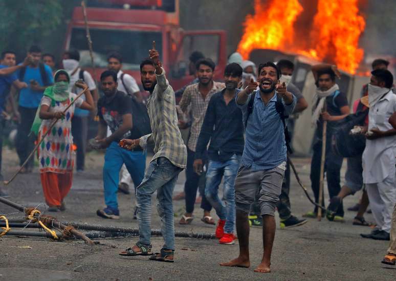 Protesto em Panchkula, na Índia 25/08/2017 REUTERS/Cathal McNaughton