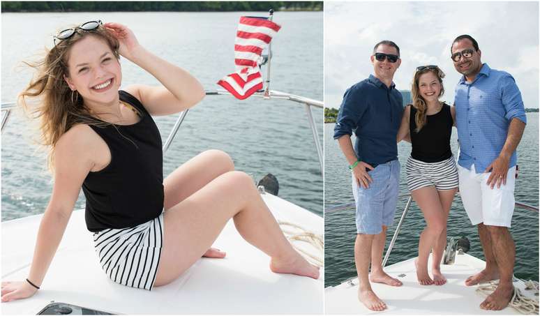 A atriz Let&iacute;cia Navas passeia por Miami Beach na companhia de Rog&eacute;rio Magalh&atilde;es e Fernando Guanabara