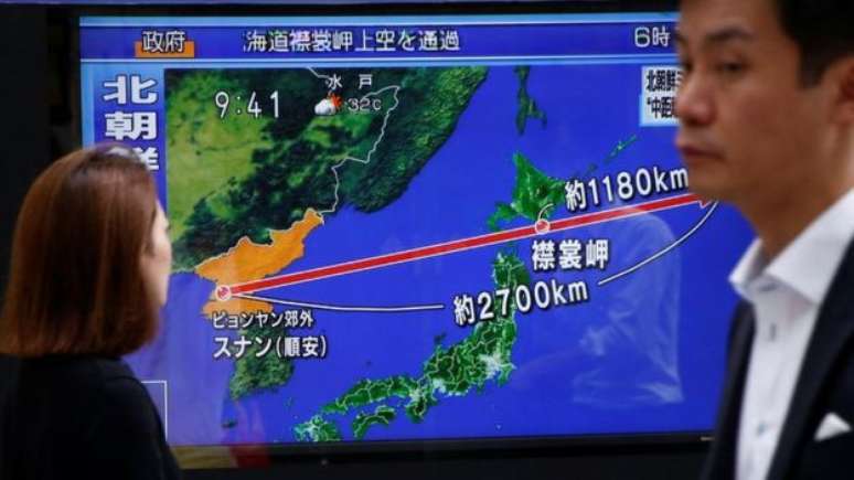 O lançamento do projétil norte-coreano causou comoção no Japão 