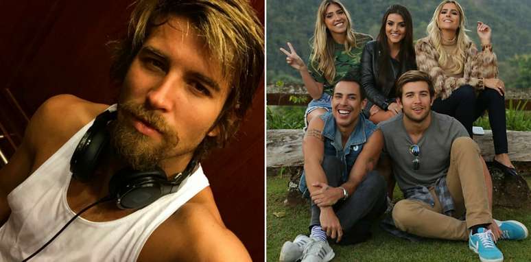 O ator em selfie e com os colegas do programa &lsquo;Alto Leblon&rsquo;