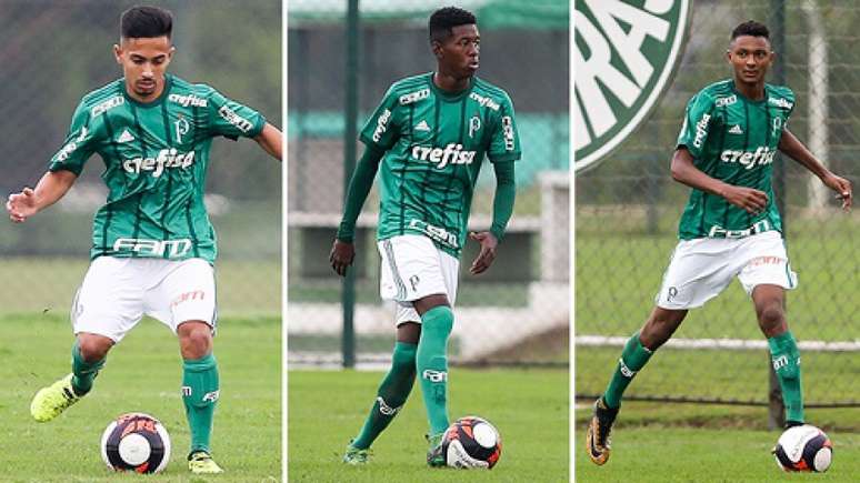 Alan, Vitão e Luan jogando pelo Palmeiras. Eles vão disputar a Copa sub-17 (Foto: Fabio Menotti)