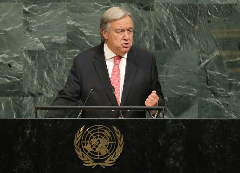 Secretário-geral da ONU, António Guterres, durante pronunciamento na Assembleia Geral, em Nova York 19/09/2017 REUTERS/Lucas Jackson