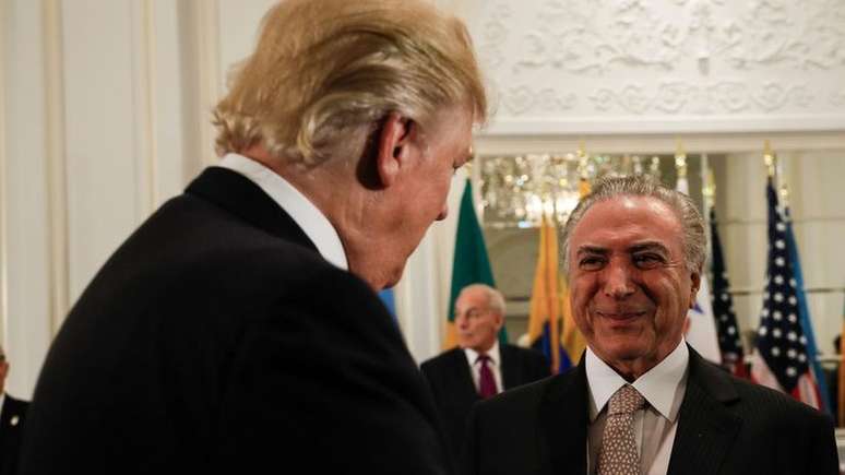 Um dia antes de discursar na ONU, Michel Temer participa de jantar oferecido por Donald Trump em Nova York. Crédito: Agência Brasil 