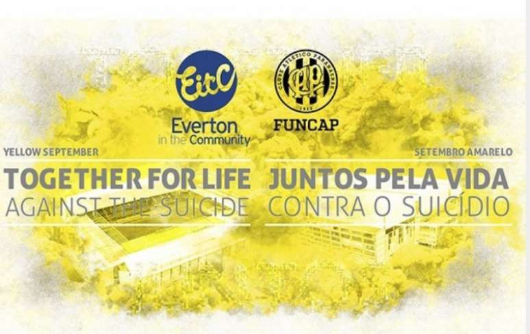 O Atlético-PR e o Everton FC, da Inglaterra, estão unidos no incentivo à prevenção ao suicídio (Foto: Divulgação)