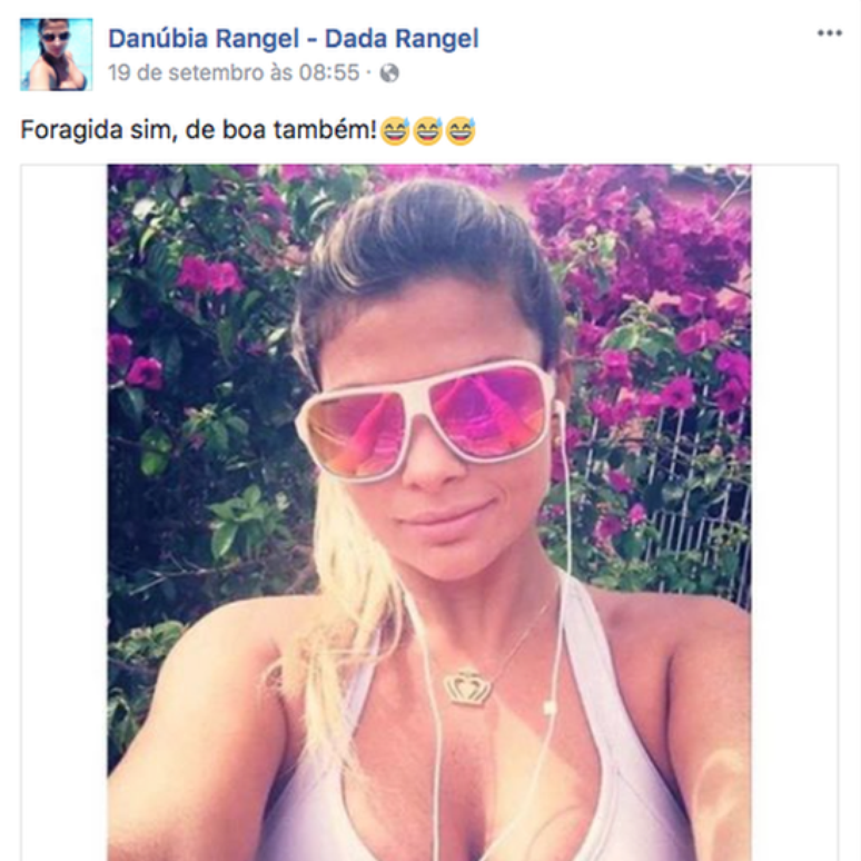 Postagem de conta atribuída a Danúbia no Facebook