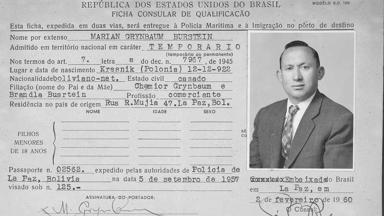 A ficha de imigração do judeu polonês | Foto: Arquivo de família 