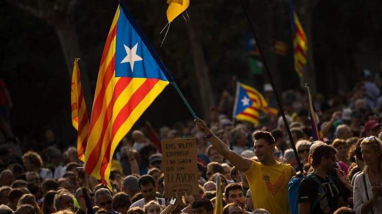 Protestos nas ruas de Barcelona