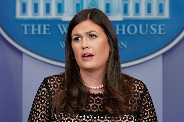 Porta-voz da Casa Branca, Sarah Sanders, em Washington
 28/9/2017 REUTERS/Yuri Gripas