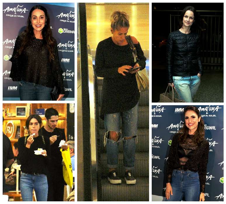 Famosas de jeans e blusa preta