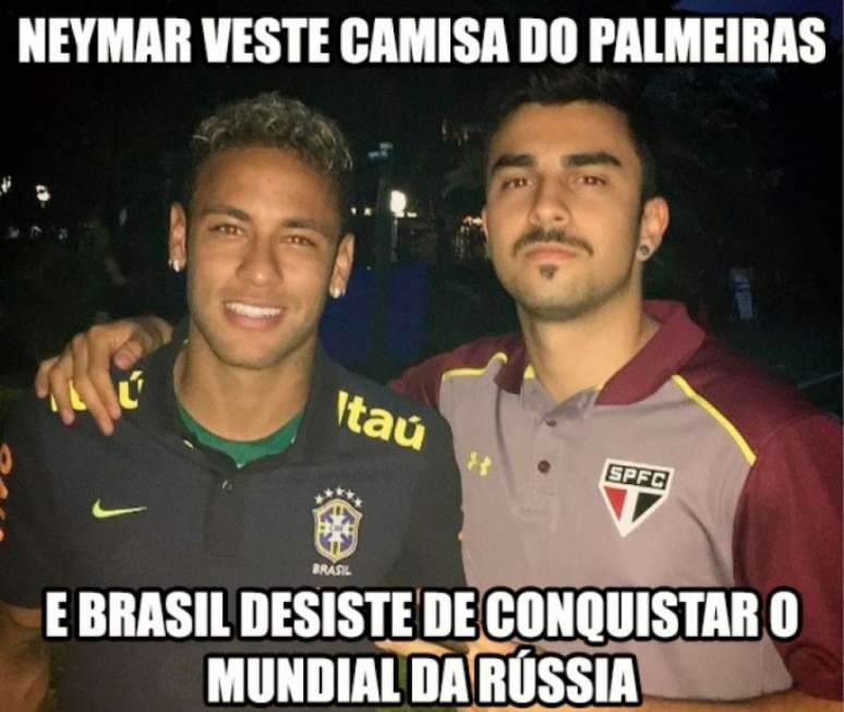 Memes brincam com Neymar após foto do jogador com camisa do Palmeiras