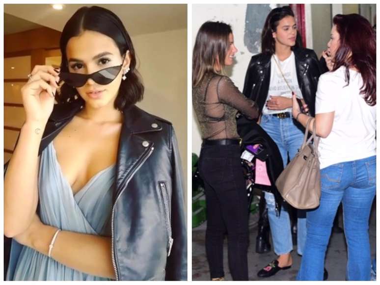 2 looks com jaqueta preta de Bruna Marquezine (Fotos: Instagram/Reprodução - AgNews)